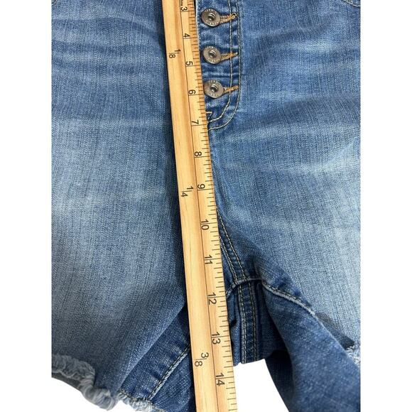 Torrid Denim Shorts Size 20 Exposed Button Fly Medium Wash Cut Off Raw Hem Pinup - Picture 9 of 11